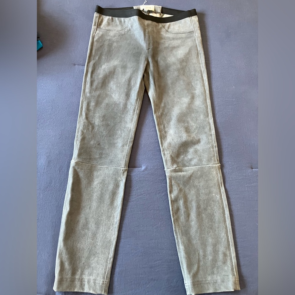 HELMUT LANG- 100% Genuine Lamb Leather Suede Pull On skinny Legging Pants-size 6
